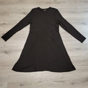 EILEEN FISHER Dark Brown Long Sleeve Tunic Dress Viscose Women's Medium Casual